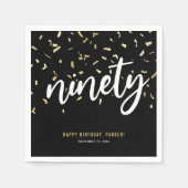 90e verjaardag negennegentig zwarte goudfeest servet (Voorkant)