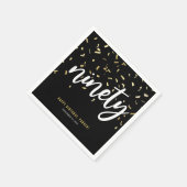 90e verjaardag negennegentig zwarte goudfeest servet (Hoek)