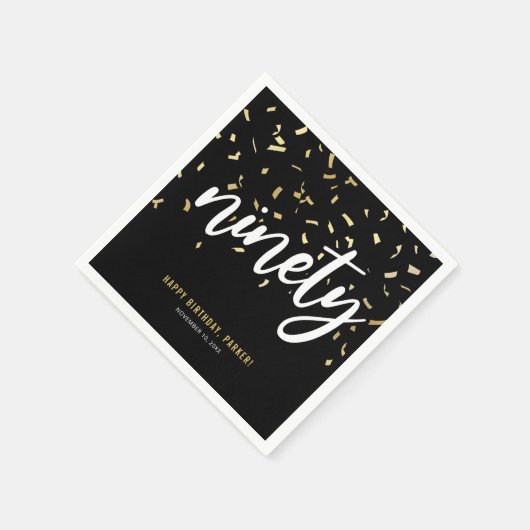 90e verjaardag negennegentig zwarte goudfeest servet (Hoek)