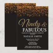 90e verjaardag Negentig en fantastische gouden gli Kaart (Voorkant / Achterkant)