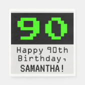 90e verjaardag - Nerdy / Geeky Style "90" & naam Servet (Voorkant)