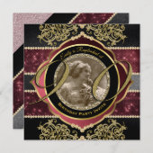 90e verjaardag Ninetieth Gold Ruby Pareltjes Foto  Kaart (Voorkant / Achterkant)