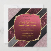 90e verjaardag Ninetieth Gold Ruby Pareltjes Foto  Kaart (Achterkant)