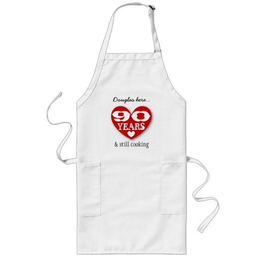 90e verjaardag, nog steeds dubbelhartig 90Z Lang Schort (Voorkant)