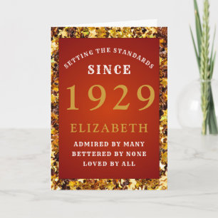 90e verjaardag normen Geboren 1929 Red Gold Stars Kaart