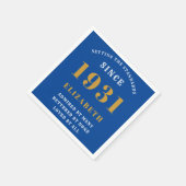 90e verjaardag normen geboren 1931 blauw goud servet (Hoek)