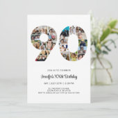 90e verjaardag nummer 90 aangepaste fotocollage kaart (Staand voorkant)