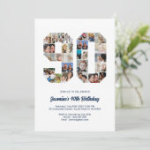 90e verjaardag nummer 90 aangepaste fotocollage kaart (Staand voorkant)
