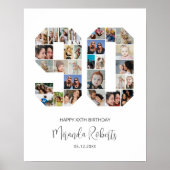 90e verjaardag nummer 90 aangepaste fotocollage po poster (Voorkant)