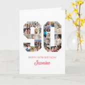 90e verjaardag nummer 90 Foto Collage Persoonlijk Kaart (Gele Bloem)