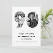 90e verjaardag nummer 90 fotocollage zwart wit kaart (Staand voorkant)