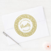90e verjaardag Nummer Patroon Goud en Wit Ronde Sticker (Envelop)