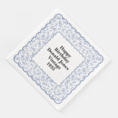 90e verjaardag nummer patroon Scallops blauw/wit Servet (Hoek)