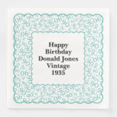 90e verjaardag nummer Patroon Scallops Blauwgroen/ Servet (Voorkant)