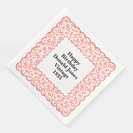 90e verjaardag nummer patroon Scallops koraal / wi Servet (Hoek)