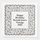 90e verjaardag nummer patroon Scallops zwart/wit Servet (Voorkant)