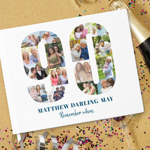 90e verjaardag Onthoud wanneer nummer foto collage Gastenboek