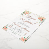 90e verjaardag op 90 jaar Dames Roos Gold Folie Uitnodiging (Gedraaid)