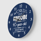 90e verjaardag op de wereld Best Fabulous Dark Blu Grote Klok (Hoek)