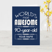 90e verjaardag op de wereld Best Fabulous Dark Blu Kaart (Gele Bloem)