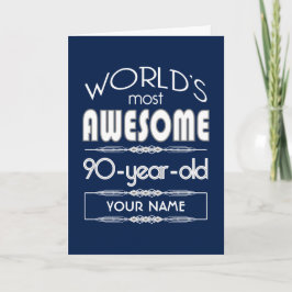 90e verjaardag op de wereld Best Fabulous Dark Blu Kaart