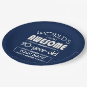 90e verjaardag op de wereld Best Fabulous Dark Blu Papieren Bordje (Gekanteld)