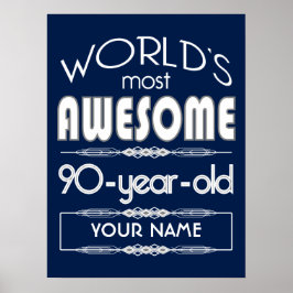 90e verjaardag op de wereld Best Fabulous Dark Blu Poster