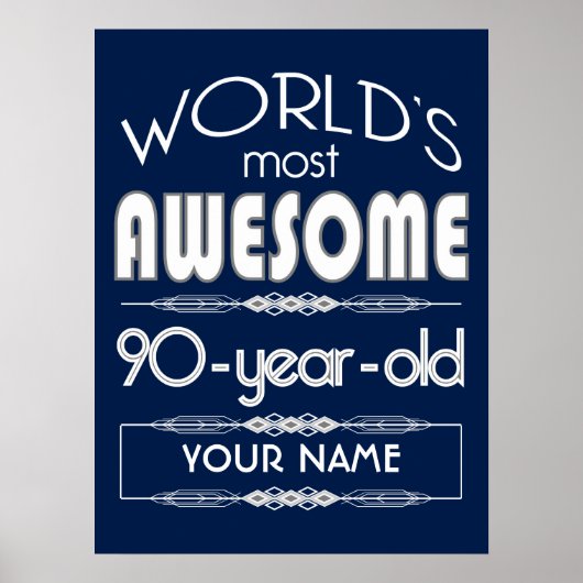 90e verjaardag op de wereld Best Fabulous Dark Blu Poster (Voorkant)