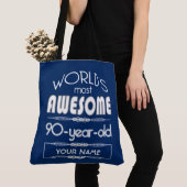 90e verjaardag op de wereld Best Fabulous Dark Blu Tote Bag (Dichtbij)