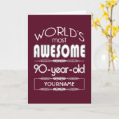 90e verjaardag op de wereld Best Fabulous Dark Red Kaart (Gele Bloem)