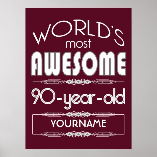 90e verjaardag op de wereld Best Fabulous Dark Red Poster (Voorkant)