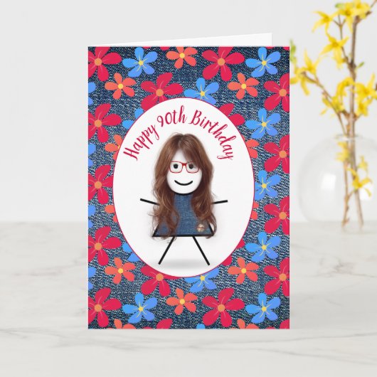 90e verjaardag op Denemarken Kaart (Gele Bloem)