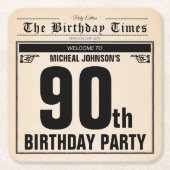 90e Verjaardag Oude Krant  Funny Custom Kartonnen Onderzetters (Voorkant)