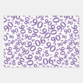 90e verjaardag Paars en wit Random Number Pattern Inpakpapier Vel (Voorkant)