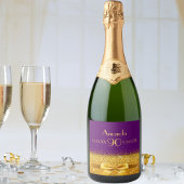 90e verjaardag paarse en faux gouden boog sparkling wijnetiket