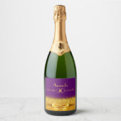 90e verjaardag paarse en faux gouden boog sparkling wijnetiket (Voorkant)