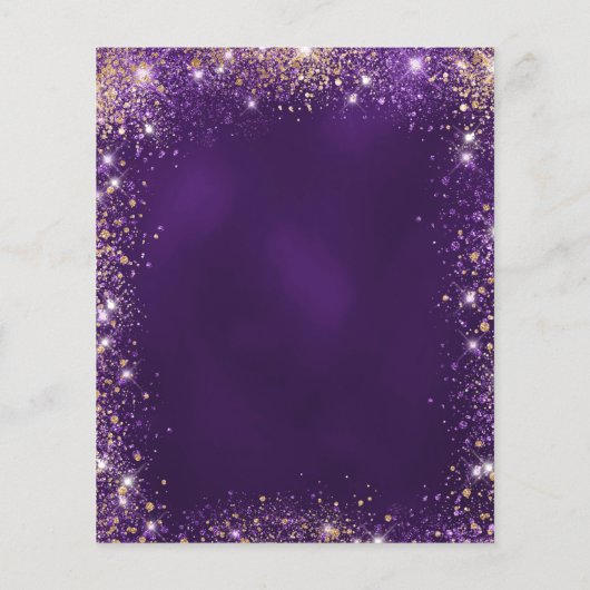 90e Verjaardag paarse roos gouden uitnodiging (Achterkant)