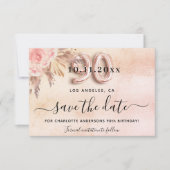 90e verjaardag pampas roos blush florals elegant save the date (Voorkant)