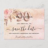 90e verjaardag pampas roos florals sparen de datum aankondigingskaart (Voorkant)