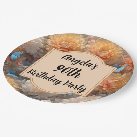 90e verjaardag papieren bordje (Gekanteld)