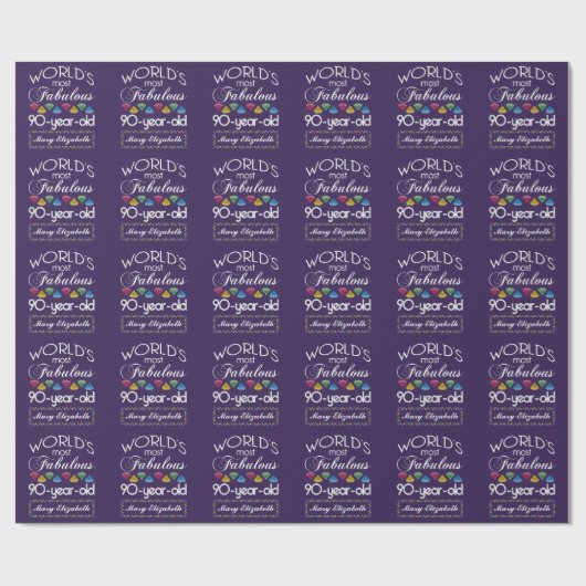 90e verjaardag Pareltjes Paars met de meest verblu Cadeaupapier (Vlak)