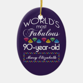 90e verjaardag Pareltjes Paars met de meest verblu Keramisch Ornament