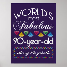 90e verjaardag Pareltjes Paars met de meest verblu Poster