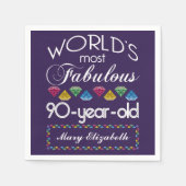 90e verjaardag Pareltjes Paars met de meest verblu Servetten (Voorkant)