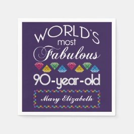 90e verjaardag Pareltjes Paars met de meest verblu Servetten
