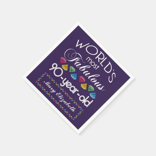 90e verjaardag Pareltjes Paars met de meest verblu Servetten (Hoek)