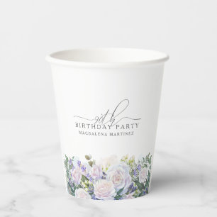90e Verjaardag Party Blauw Wit Bloemen Custom Papieren Bekers