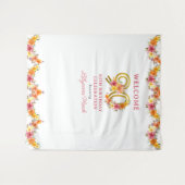 90e Verjaardag Party Bloemen Goud Nummer 90 Achter Wandkleed (Voorkant (horizontaal))