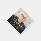 90e verjaardag Party Foto Goud Script Proost Servet (Hoek)