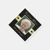 90e verjaardag Party Foto op zwart Servetten (Hoek)